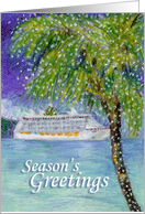 Christmas Cruise Ship Season’s Greeting with Resort Lighted Palm Tree card