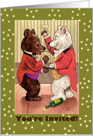 Invitation Coming Out Party Two Dressed Bears Champagne card