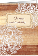 Congratulations on Your Wedding Day with White Doodles on Wood card