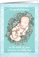 Congratulations on the Birth of Your New Baby Boy Pencil Illustration card
