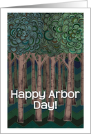 Happy Arbor Day Hand Drawn Doodle Tree Illustration card