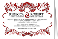 Fancy Maroon Red Border Modern Wedding Invitation card