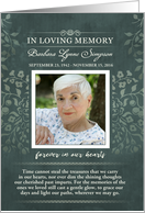 Thank You Teal Floral In Loving Memory Custom Photo Card