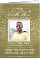 Thank You Gold Floral In Loving Memory Custom Photo Card