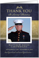 Thank You Elegant Navy Blue & Gold Custom Photo Memorial Card