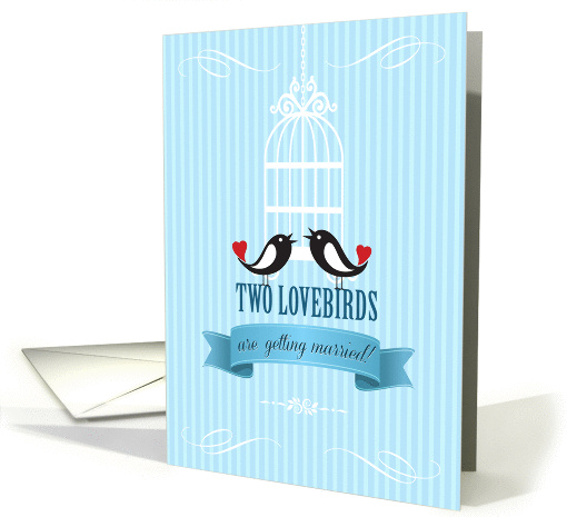Lovebirds Blue Engagement Announcement card (1013395)
