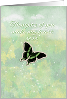 Tender Thoughts for Hospice Patient Soaring Butterfly in the Clouds card