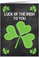 Happy St. Patrick’s Day Luck of the Irish Chalkboard Shamrock card