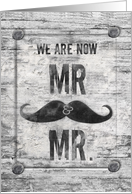 Gay Wedding Announcement Rustic Grunge Mustache card