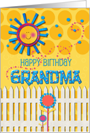 Happy Birthday Grandma Sunshine and Flowers Scrapbook Style card