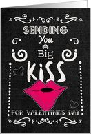 Happy Valentine’s Day Kiss Funny Chalkboard Style with Lips card
