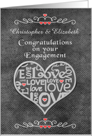 Engagement Congratulations Custom Names Chalkboard Look Word Art card