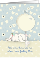 Thank You for Kindness and Thoughtfulness Bunnies & Bird Balloon card