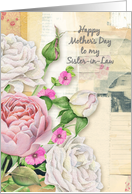 Happy Mother’s Day Sister-in-Law Vintage Flowers and Paper Collage card