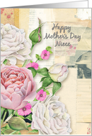 Happy Mother’s Day Niece Vintage Look Flowers and Paper Collage card