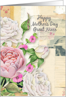 Happy Mother’s Day Great Niece Vintage Look Flowers and Paper Collage card