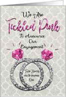 Lesbian Engagement Announcement Tickled Pink Sparkly Rings card
