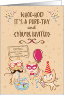 Party Invitation Humorous Cats Partying Play on Words card