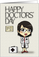 Happy Doctors’ Day to Female Doctor Cartoon Doctor card