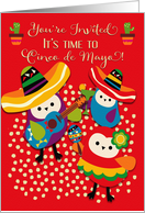 Happy Cinco de Mayo Party Invitation Colorful Partying Owls card