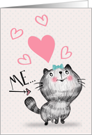 Happy Valentine’s Day Girly Cat in Love card