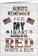Patriot Day Always Remember Patriotic Word Art with American Flags card