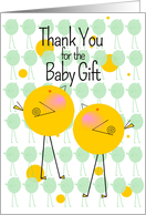 Thank You for the Baby Gift for Twins with Twin Yellow Birdies card
