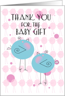 Thank You for the Baby Gift for Twins with Twin Blue Birdies card