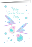 Baby Gender Reveal Party Invitation Dragonflies card