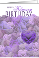 Illustrated Amethyst Hearts February Birthday card