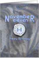 November Eleventh Palindrome Happy Birthday card