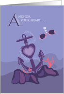 Ship Anchor in the Sea of Love Valentine’s Day card