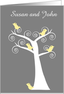 Five Yellow Birds in a Tree Customizable Wedding Invitation card