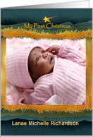 Baby’s First Christmas Manger and Christmas Star for Baby Photo card