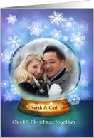 Snow Globe First Christmas as Newlyweds 1st Custom Photo card
