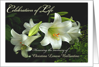 Celebration of Life Invitation, White Lilies Custom Front card