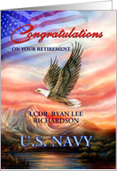 Congratulations on Retirement from U. S. Navy, Eagle, Custom Front card