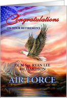 Congratulations on Retirement from Air Force, Flying Eagle, Custom Front card