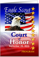 Program for Eagle Scout Court of Honor Eagle and Flag Custom Front card