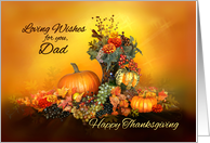 For Dad, Happy Thanksgiving, Pumpkins and Autumn Leaves card