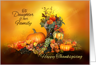 To Daughter and her Family, Happy Thanksgiving, Pumpkins and Leaves card