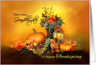 For Granddaughter, Happy Thanksgiving, Pumpkins and Autumn Leaves card