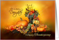 For Daughter, Happy Thanksgiving, Pumpkins and Autumn Leaves card