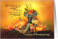 Give Thanks, Happy Thanksgiving, Pumpkins and Autumn Leaves card