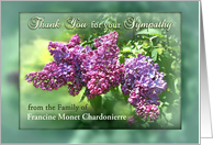 Thank You for Sympathy from Family, Lilac Garden Custom Front card