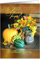 A Blessing for Thanksgiving, Fall Foliage & Pumpkin on Hearth card