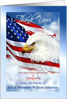 Thank You for Sympathy, American Flag & Eagle Custom Add Name card