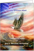 Army Commissioning Eagle & American Flag Custom Announcement card