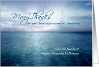 Thank You for Sympathy Blue Seas and Seagulls for Custom Name card
