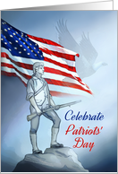 Patriots’ Day Minuteman Revolutionary War Militia Man with Flag card